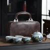 Ru Kiln Travel Tea Set One Pot Four Cups With Gift Box Outdoor Portable Tea Pot Ceramic Business Gifts