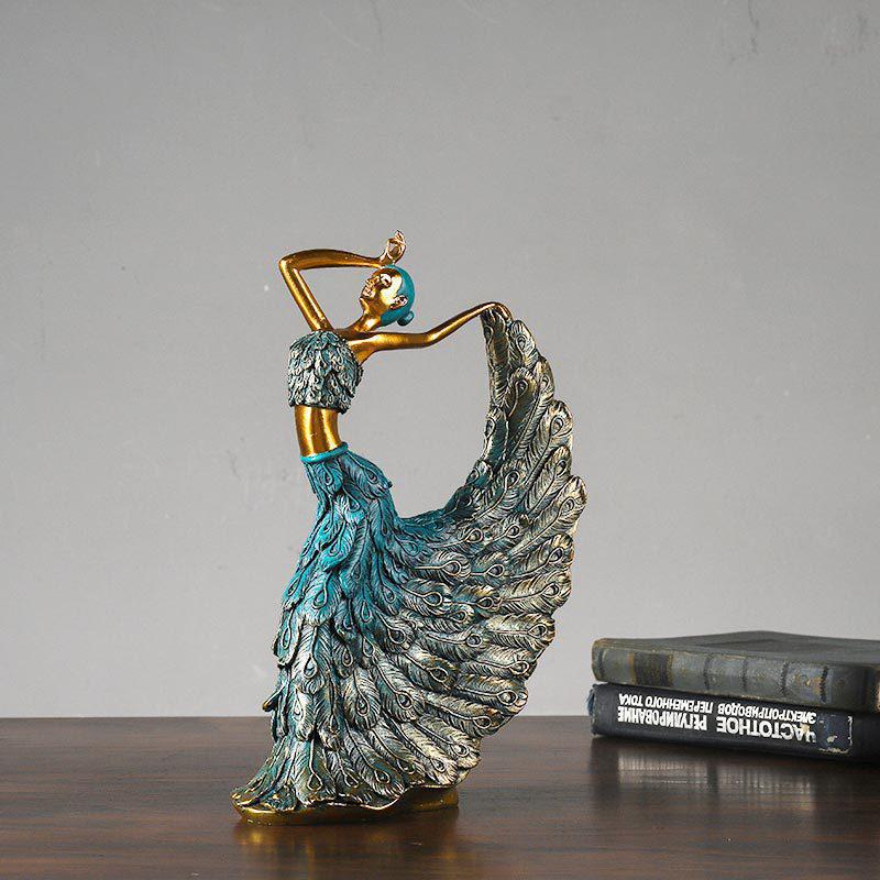 European Luxury Peacock Dancer Resin Ornament for Home and Wedding Decor