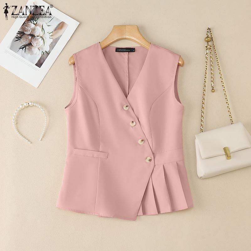 ZANZEA Women Summer V-Neck Casual Sleeveless Vest Tops