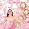 Fashionable pink bow and sparkling balloon birthday banner - multi-functional for girls' parties and bachelor's parties