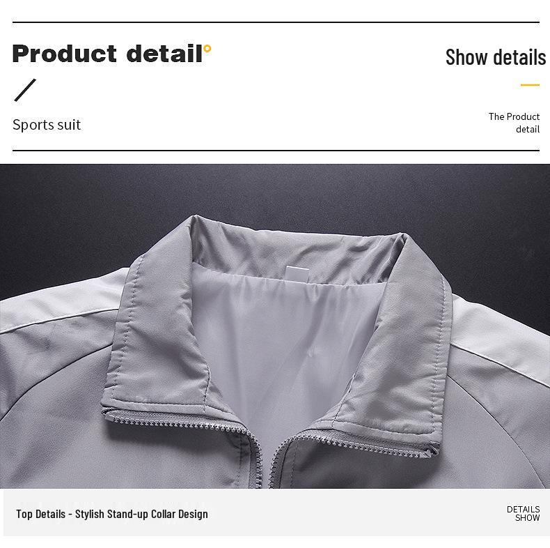 Men's Outdoor Casual Sports Suit with Stand-up Collar - Customizable Team Uniform for Spring and Autumn