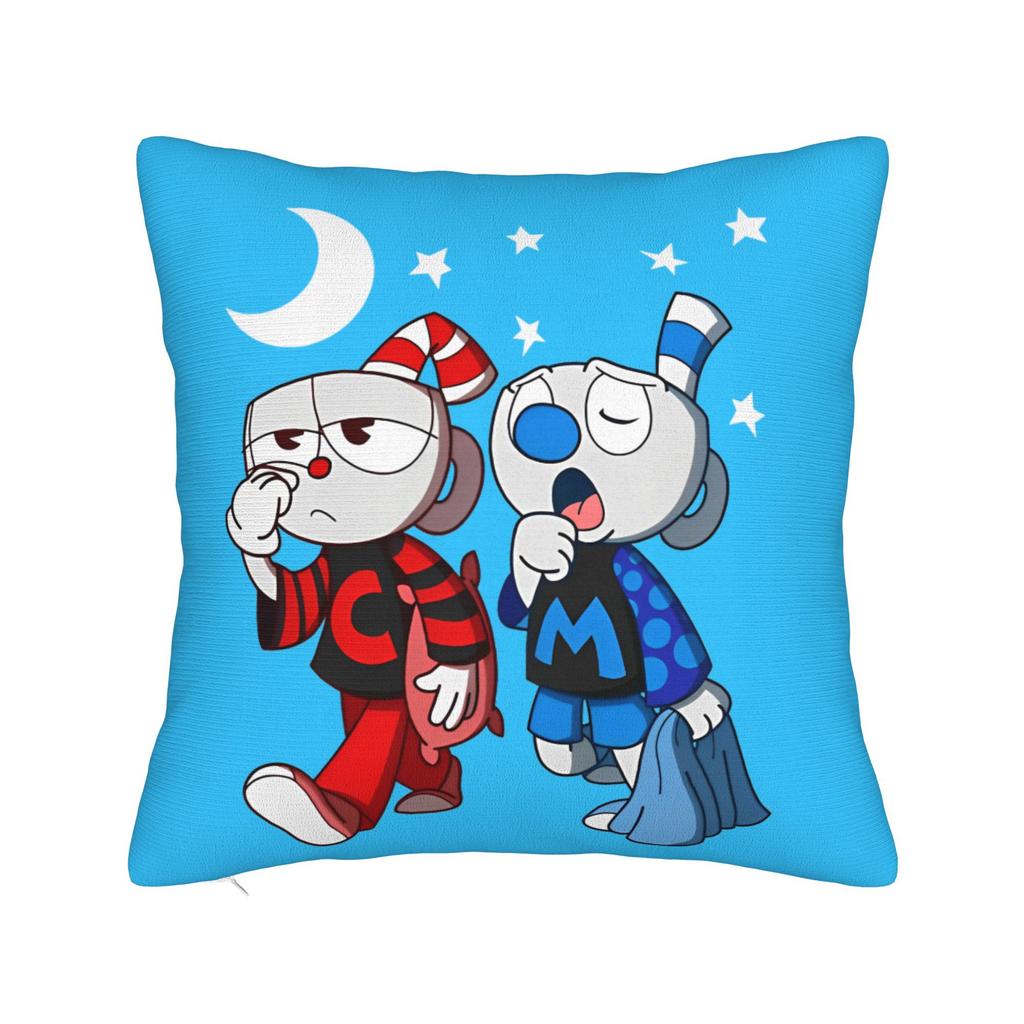 Game Cupheads Square Pillow Cases Mugman Cushion Cover Fashion Zipper Decor Pillowcase for Home Cm