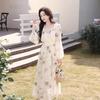 Elegant French Romantic V-Neck Fairy Dress: Slimming Long Sleeve Waist-Cinching Skirt for Women