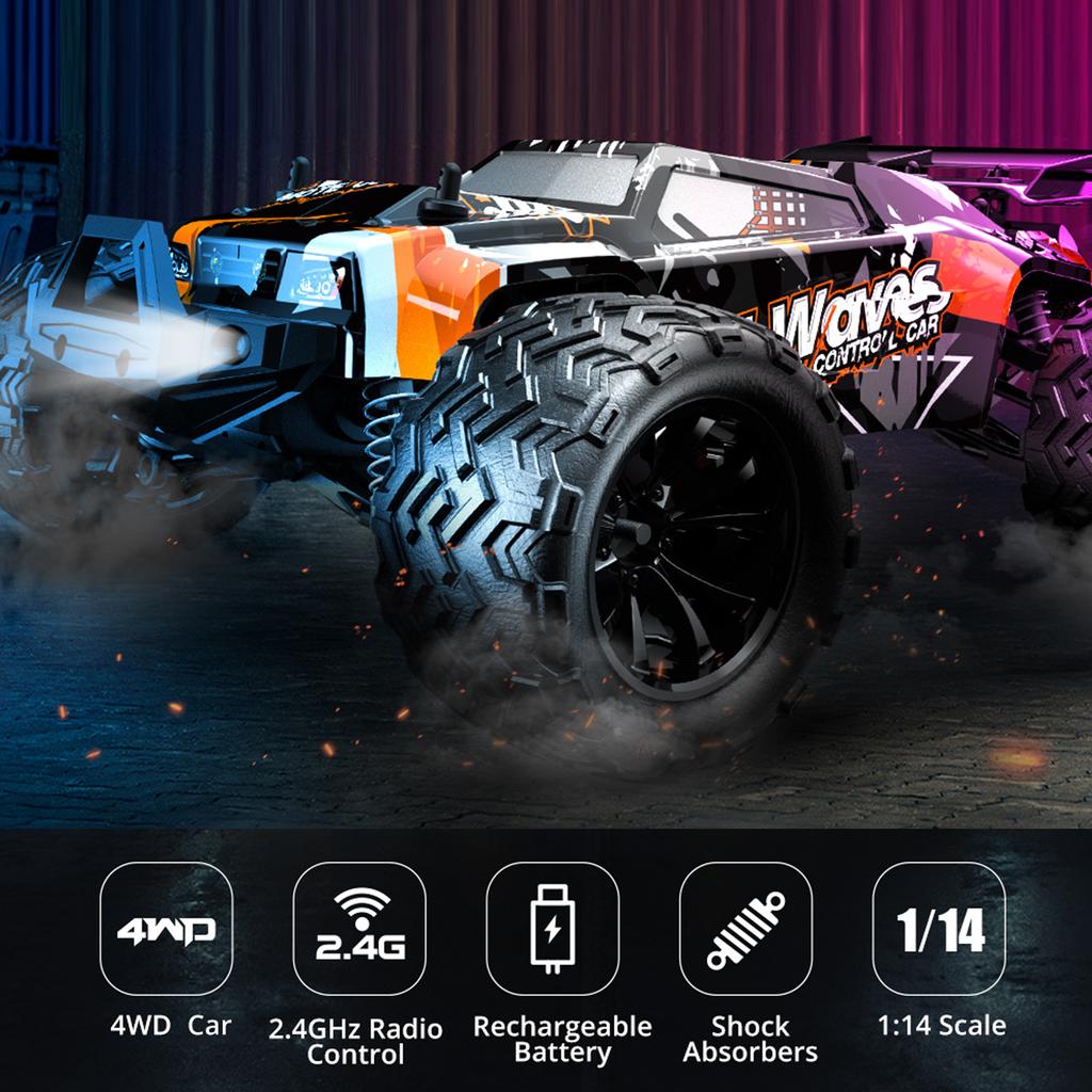 Mașină cu telecomandă 1/14 2,4 GHz 45 km/h Camioane pentru terenuri de teren 4WD fără perii Mașină de urcare cu motor