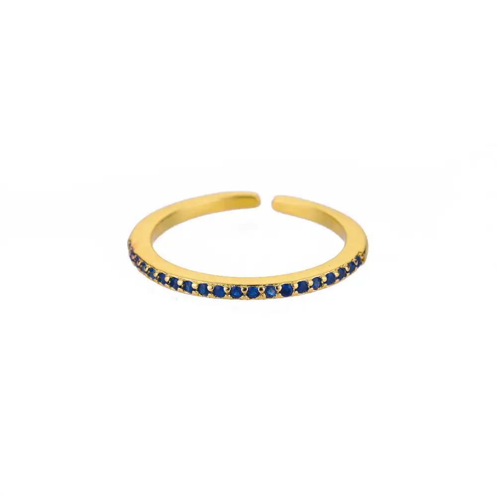 Geometric Colorful Zircon Gold Ring for Women