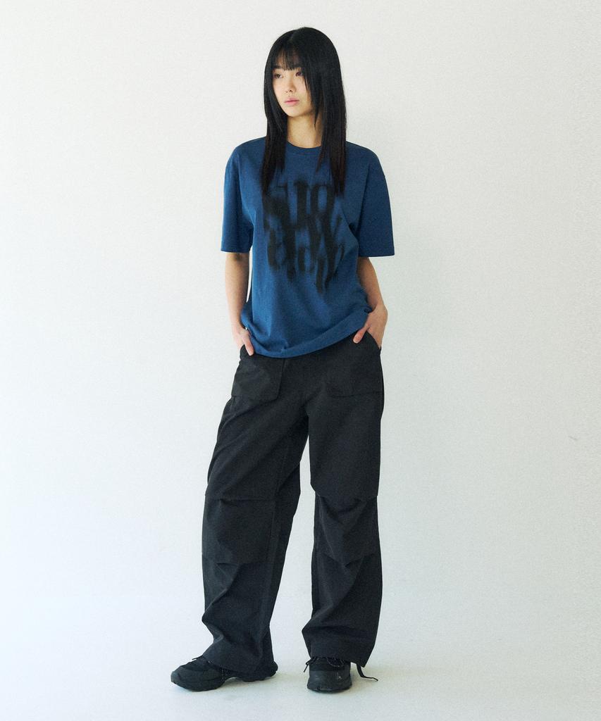 SLOWACID Blurry Logo Short Sleeve T-Shirt [Deep Blue]
