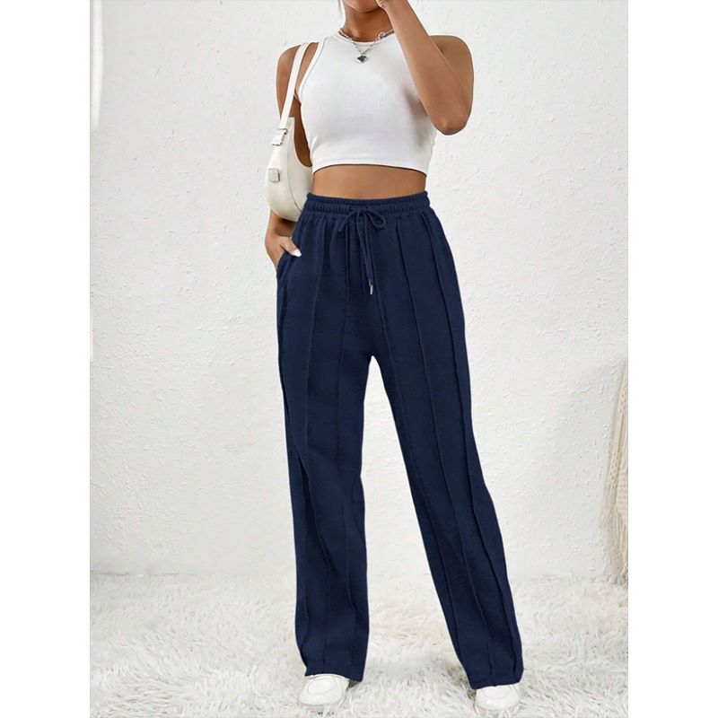 Straight Leg Sports Pants2025 Women Clothes Casual Sweatpants Drawstring Vertical Stripes Straight Sweat Pants