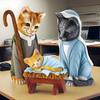 6Pcs Cat Nativity Figurines Set, Resin Kitten Christmas Decor, Cute Cat Themed Nativity Scene Ornaments, Funny Holiday Home Decor Gift