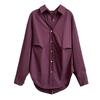 Tachibana Korean fashion lapel chic long-sleeved shirt women's 111711116 spring new non-ironing niche design