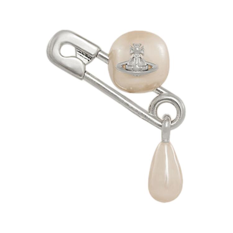 

Vivienne Westwood Logo Design Metal Brass Pearl Earrings Women earrings Silver 6201036B-02P103 Basic Packaging-Dust Bag+Box