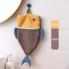 JINGRUIXIANG Coral Fleece Cartoon Fish Hangable Hand Towel 2-Pack