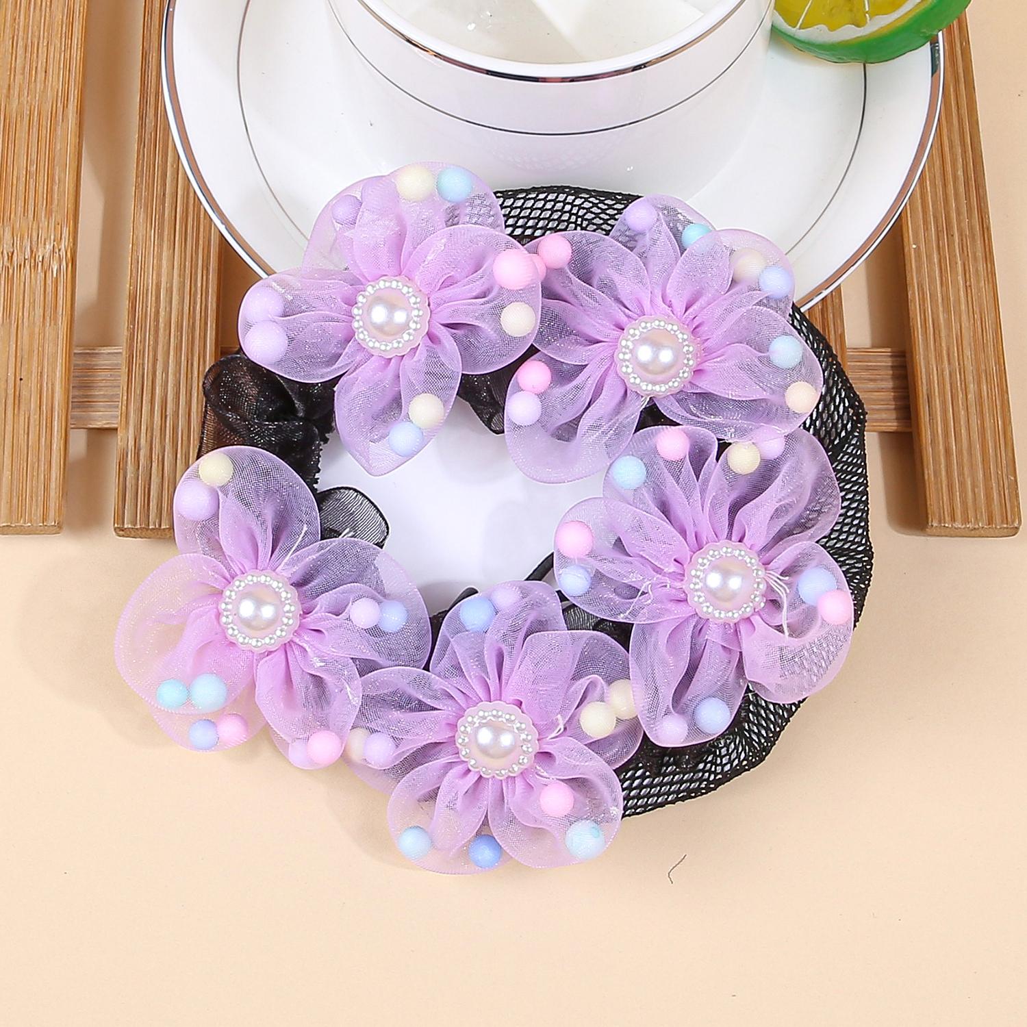 

1 шт. Держатель для пучка волос с цветком для девочек, Чехлы, Цветочные аксессуары для волос, Съемная сетка для волос, Головной убор, Сетка для покрытия пучка волос