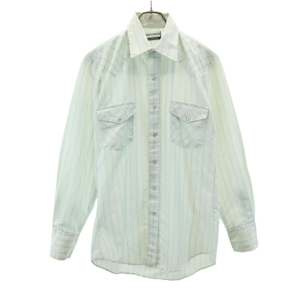 Silver Collection by KARMAN 70s Vintage Striped Pattern Long Sleeve Western Shirt Men's Used