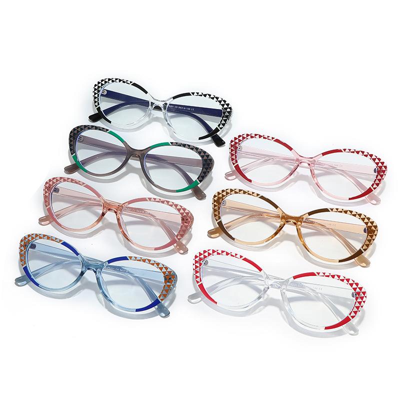 Color Matching Flat Mirror, Contrasting Color Cat Eye Versatile Small Frame Glasses Frame Female