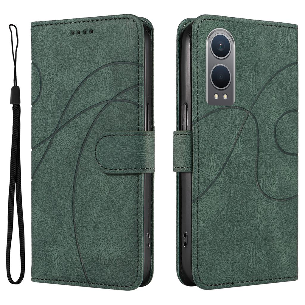 For OnePlus Nord CE4 Lite 5G/Oppo K12x 5G (China) Case Shockproof Wallet Card Holder Leather Phone Cover Curved Line