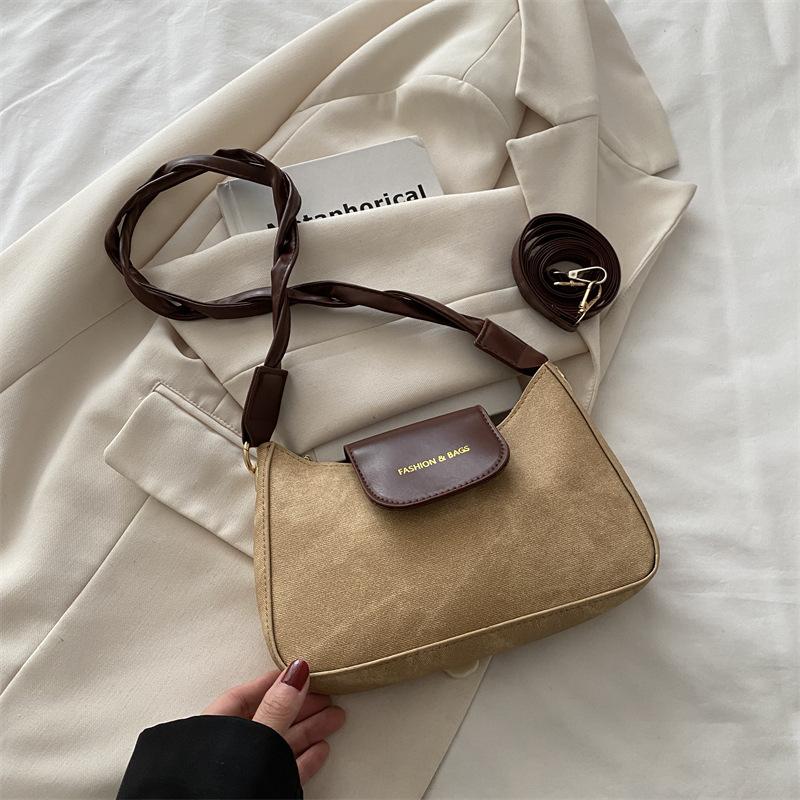 

Женская сумка 2025 новая одноплечевая на косую маленькая квадратная сумка интернет-знаменитость корейская версия сумка-подмышка ретро контрастный цвет сумка-подмышка т коричневый