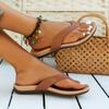 Fashion Women Retro PU Leather Beach Flip Flops Female 2025 Summer Clip Toe Thong Sandals Woman Flat Casual Non Slip Outdoor Slippers