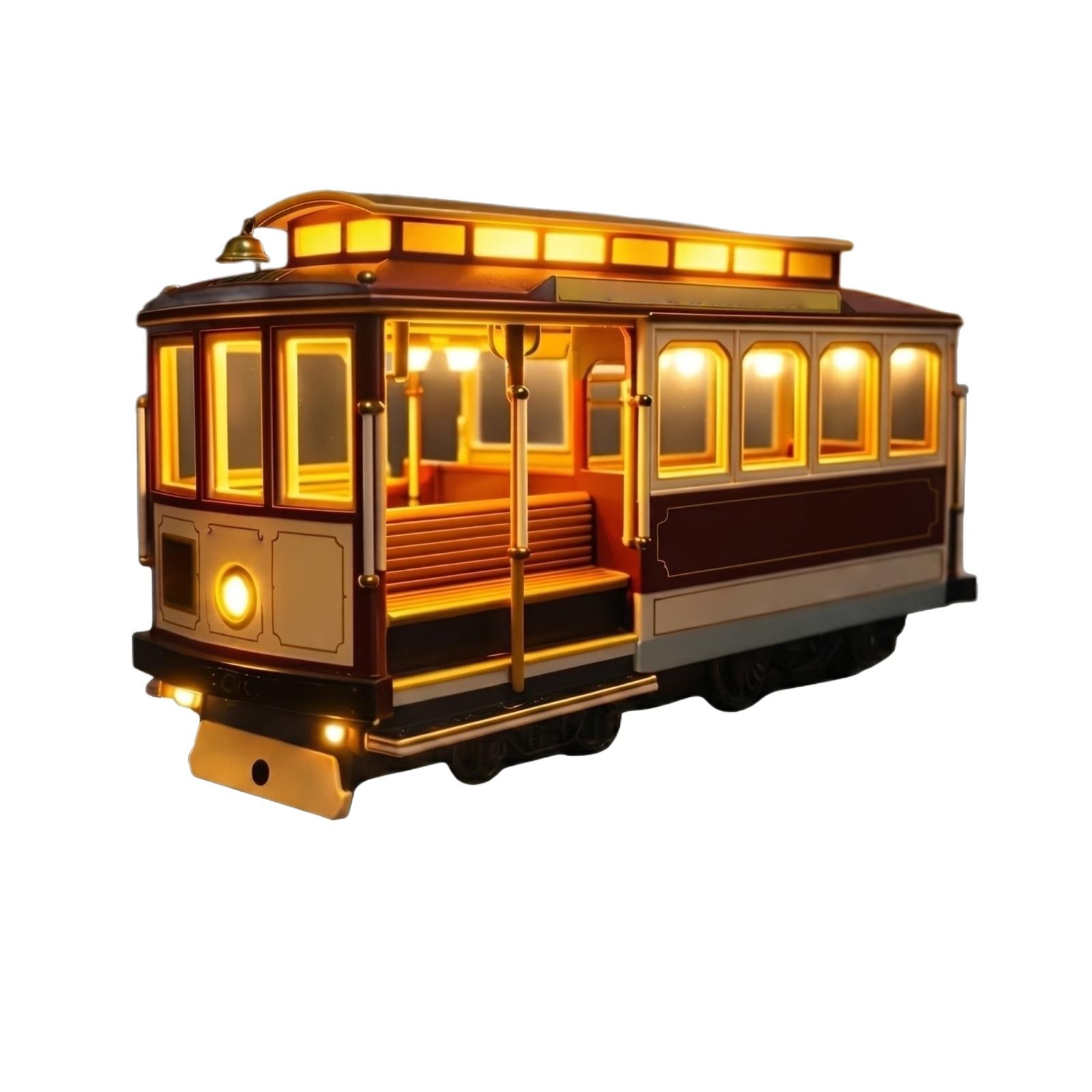 

Vintage Streetcar Model Table Lamp with Detailed Interior and Exterior Design for Creative Ambient Lighting and Home Decoration