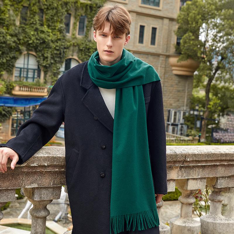Men's Solid Color Scarf Autumn and Winter New Versatile Wool Scarf Korean Atmosphere Cashmere Scarf Women's Winter Warmth