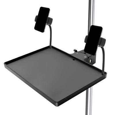MicroTray Microphone Stand Adjustable Microphone Stand with Cell Phone Stand Stand Tray for Live Karaoke Sheet and Podcast Recording 2 Cell Phone