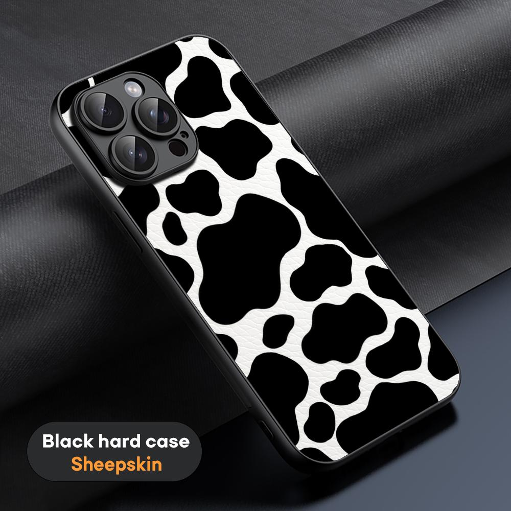 Cow print cteative painting art pattern Phone Case For iPhone 16 15 14 13 12 11 Plus Pro Max Limited Black hard case Sheepskin
