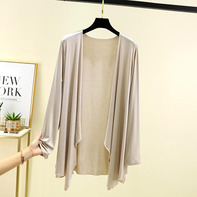 Sommar Dam Ärm Enfärgad Blus Casual Semester Strand Öppen Skjorta Blusar Mode Cardigan