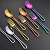5Pcs Mirror Gold Stainless Steel Western Food Tableware Hollowed Out Handle Dinner Knife Fork Spoon Flatware Silverware Set