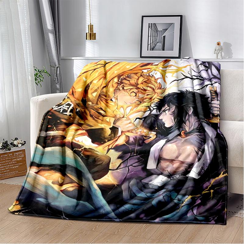 D-Demon Slayer Anime Blanket Sofa Office Nap Cover Blanket Kamado Nezuko Air Conditioning Blanket Soft and Warm