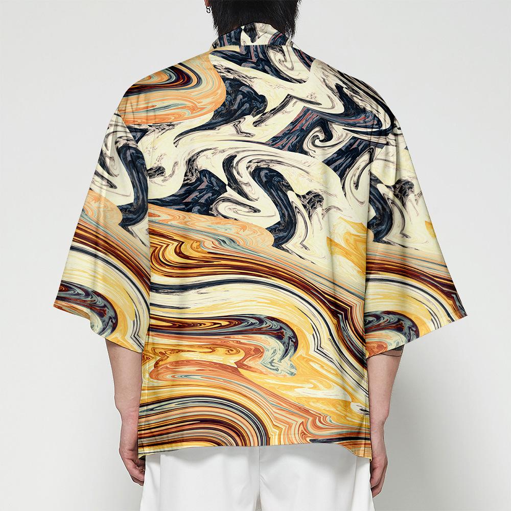 Japanske tradisjonelle kostymer Gutter Jente Mote Kimono Haori Cardigan Jakke Barn Beach Wear Kappe