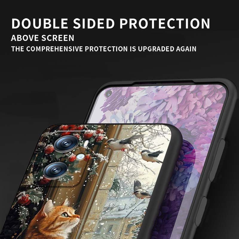 Cute cartoon cat illustration Phone Case For OPPO Reno 5 6 7 A96 A40 A58 Realme GT A74 A78 Neo2 A74 A78 Find X5 X3 X7 X8 Black