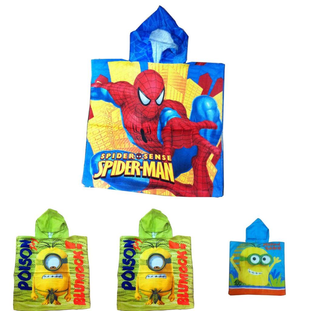 Miękki, chłonny ręcznik kąpielowy z kapturem Spider-Man z bawełny dla dzieci, do użytku na plaży i przy basenie