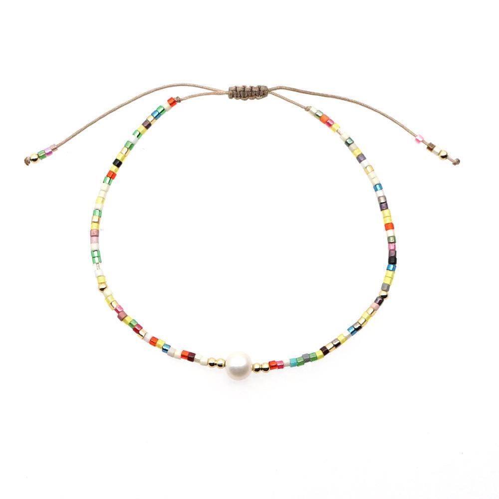 Trendy Deep Blue & Gold Rice Bead Pearl Hand Bracelet: Niche Design Women's Fashion Accessory