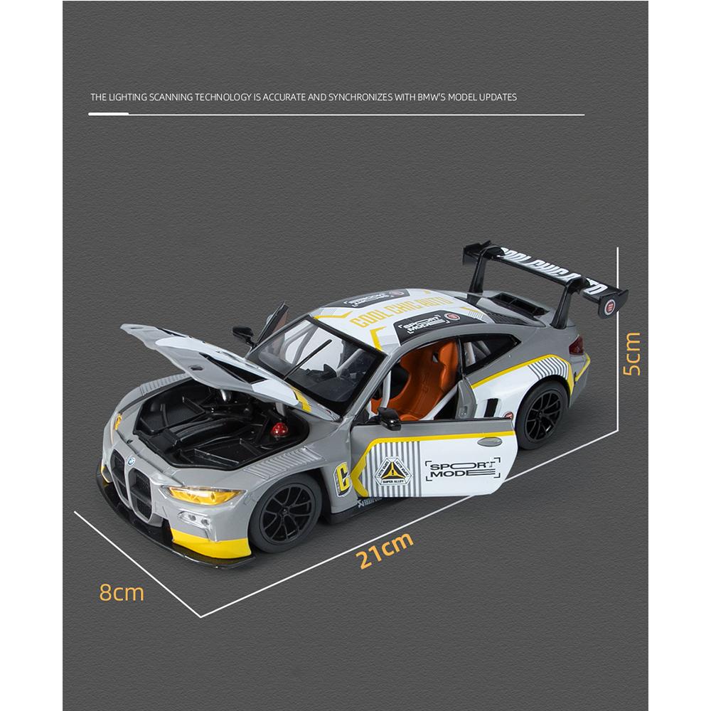 1/24 Scale M4 Alloy Model Car for Kids, Diecast Metal, Racing Car Toy, Sound Light, Boy Gift Collection