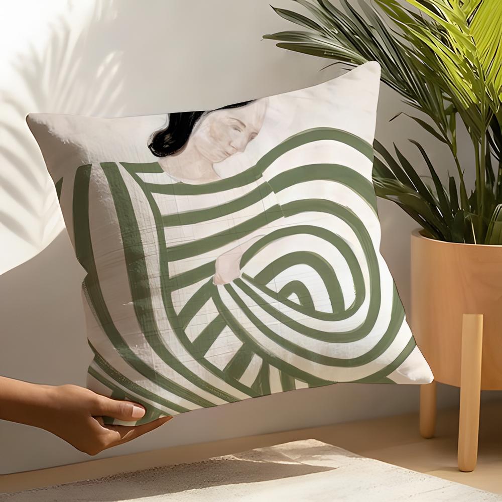 Abstract Figure Lines Girl Sofia Pillow Case Linen Cushion Covers For Decorative Sofa Home Pillows Case Car Chair Pillows Cases