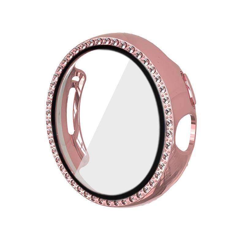 Diamond Case with Temepred Glass for Google Pixel Watch PC Bumper Screen Protector Women Full Bling Cover for Google Pixel Watch Accessories