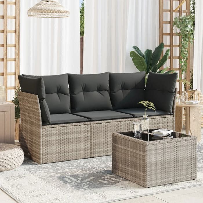 VidaXL Garden Lounge Set with Cushions 4 Pcs, Sofas with Adjustable Feet, Outdoor Furniture Set Patio Terrace, 3249061