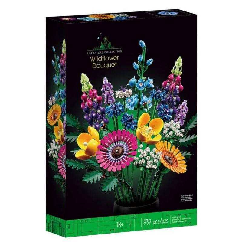Artificial Rose Orchid Wildflower Potted Plant Diy Construction Blocks Sets 3D Eternal Love Flower Model Christmas Decorations