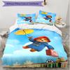 3pcs Duvet Cover Set (1*Duvet Cover + 2*Pillowcase, Without Core), Paddington Bear Print Soft All‑Season Bedding Set, Home Bedroom Decor Gift