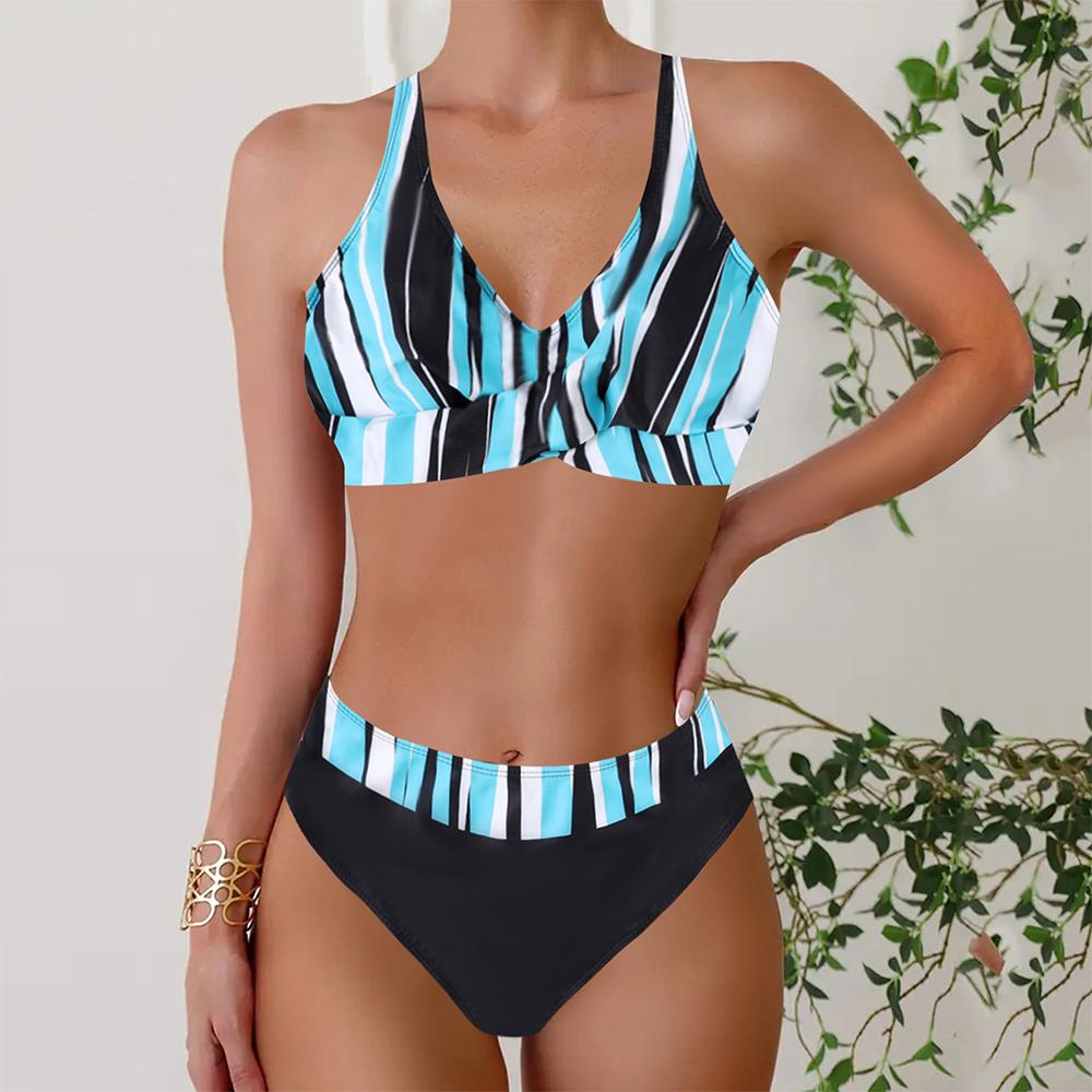 

Бікіні з високою талією Push Up Жіночий купальник Жіночий сексуальний комплект бікіні Чорний купальний костюм для жінок Купальний костюм Пляжні костюми 2XL синій