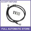 120cm Motorcycle Braided Hydraulic Brake Line Oil Hose Black Silver Tone 1 Kit