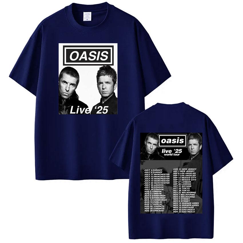 British Rock Band OASIS Live 25 World Tour 2025  Tshirt Men Woman Oversized T Shirts Hip Hop Summer Cotton Gothic Punk Tshirts