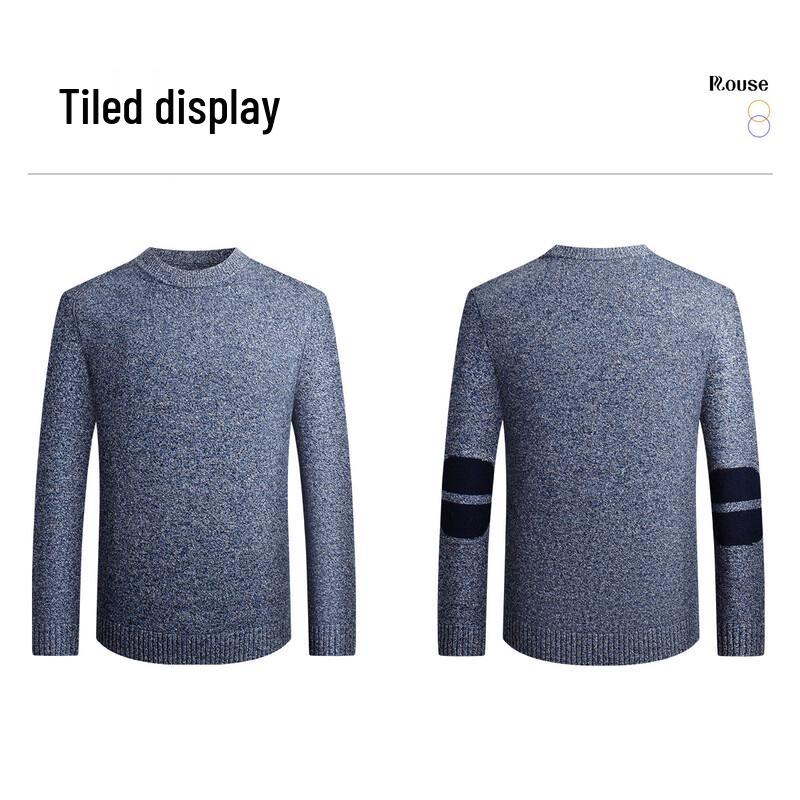 Luotsi Men's Thick Double-Layer Wool Crew Neck Sweater