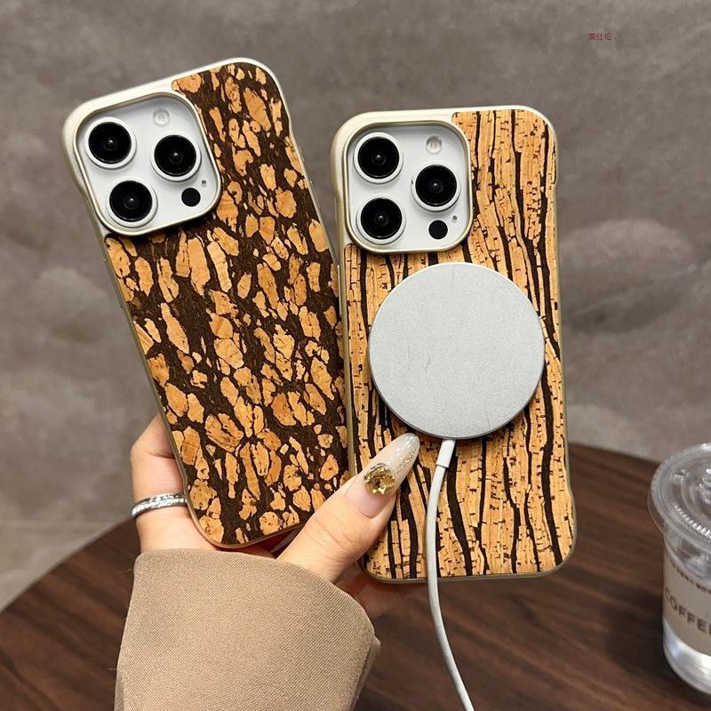 Suitable for Apple 16promax Phone Case, Frameless Fashion, IPhone15 Anti-drop 14 Cork Light Luxury Electroplated Case