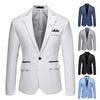 Formal Blazer Solid Color Turndown Collar One Button Four Seasons Slim Fit Pockets Suit Jacket for Wedding