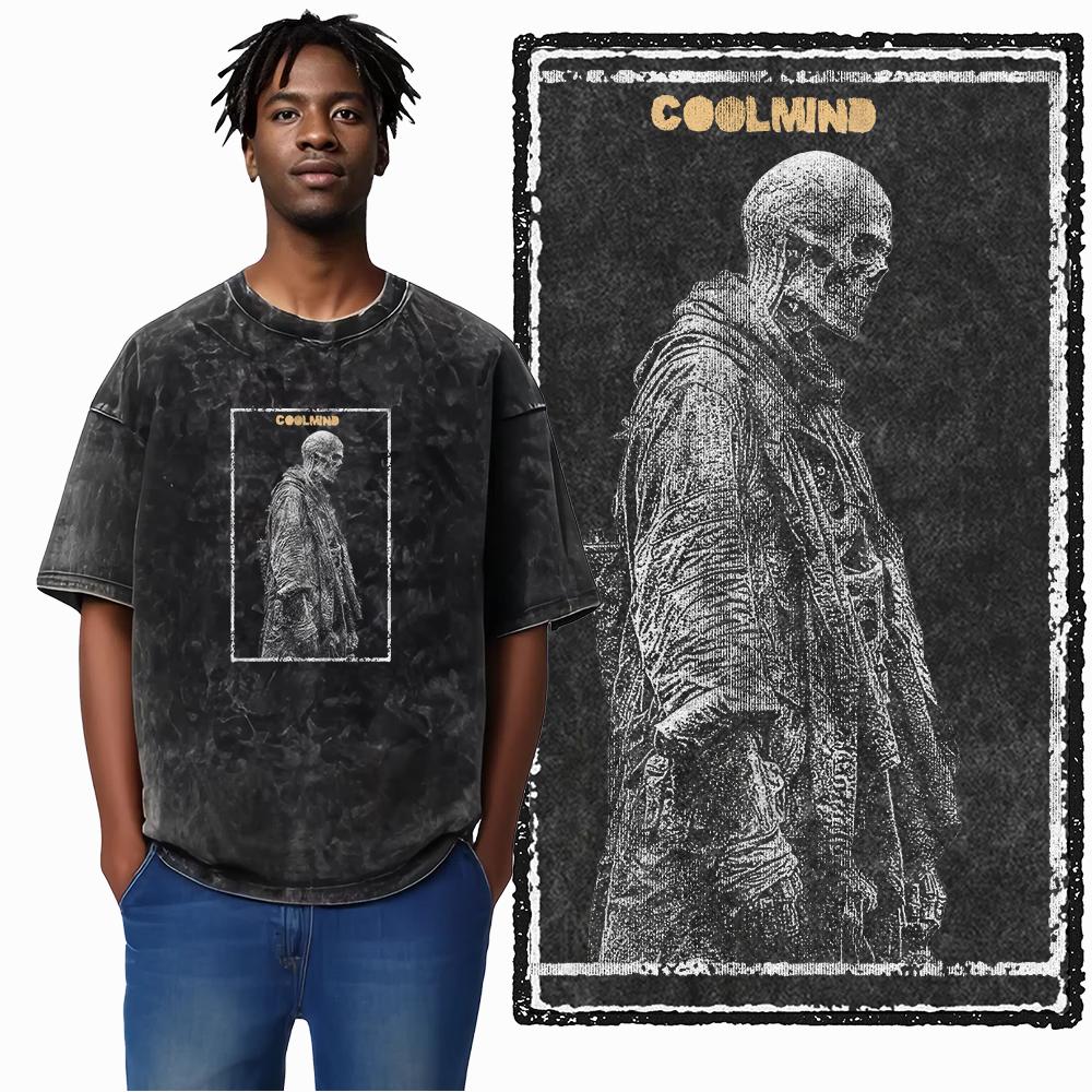 U5 100% Cotton Acid Washed Cool Streetwear Print Unisex T shirt Big size Cool Vintage men tshirt Cool tee shirt for men