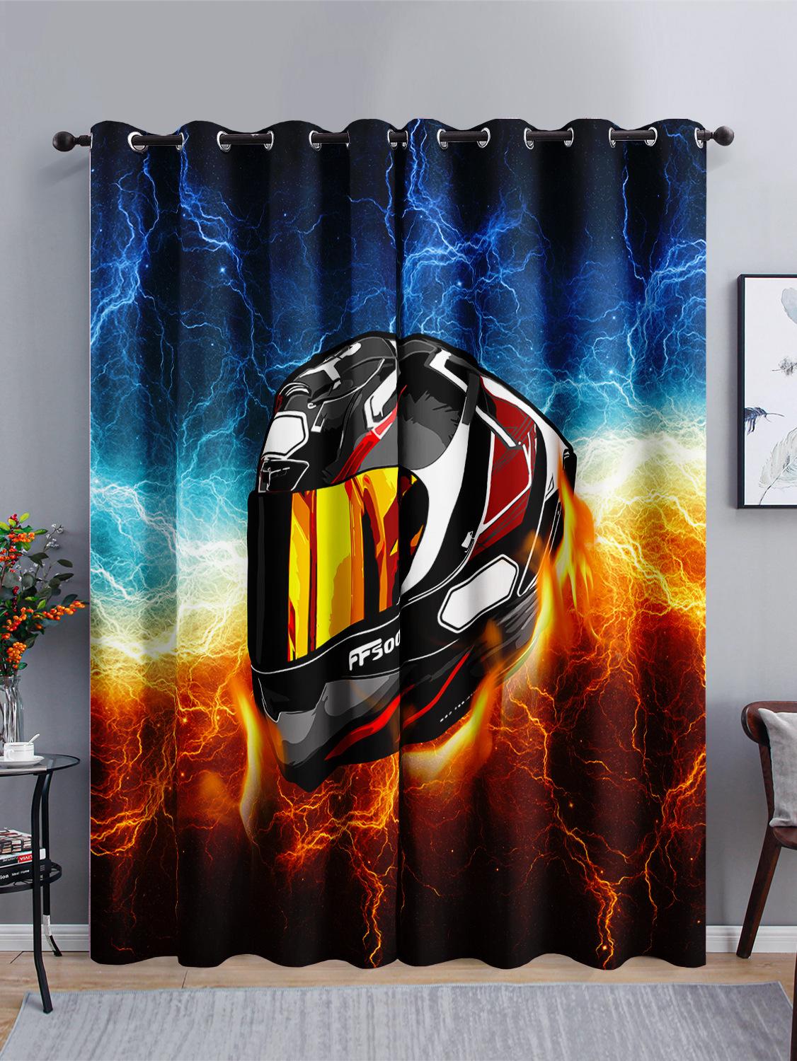 

Curtains Car Racing Bedroom Sunshade 3D Digital Printing Blackout Curtain Punching 2pcs*97cm*114cm*2