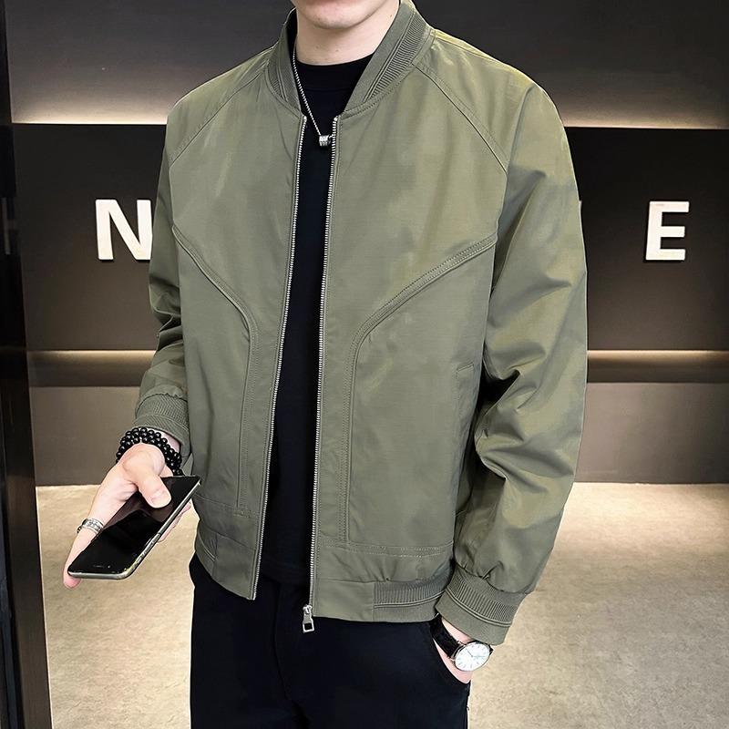 Men's Trendy Baseball Collar Bomber Jacket for Spring/Autumn 2025