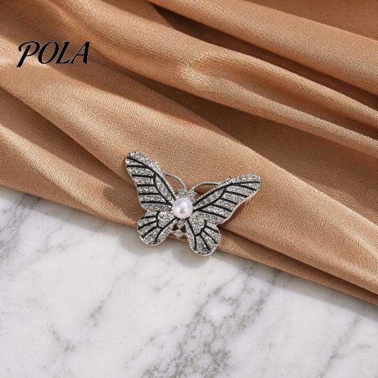 Durable Brooch Faux Pearl Rhinestone Butterfly Brooch, Women Girls Alloy Lapel Jewelry Pin, Sweater Cardigan Coat Clothing Accessories, Gift Metal
