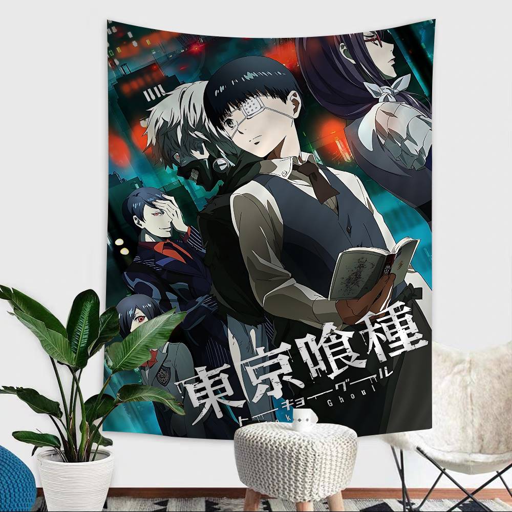 Tokyo TTokyo GGhoul ClassicGhoul Anime Tapestry Hanging Tarot Hippie Wall Rugs Dorm Wall Hanging Sheets