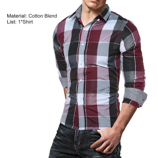 Chemise à carreaux pour hommes, classique, simple boutonnage, col rabattu, haut de printemps pour le travail